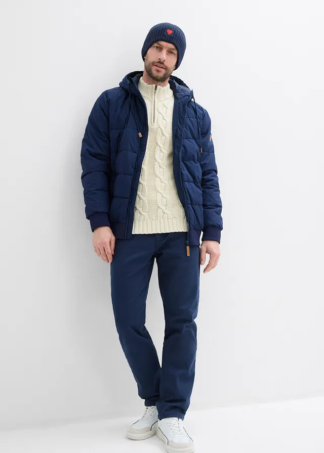 Veste matelassée style blouson, Couleur: bleu foncé