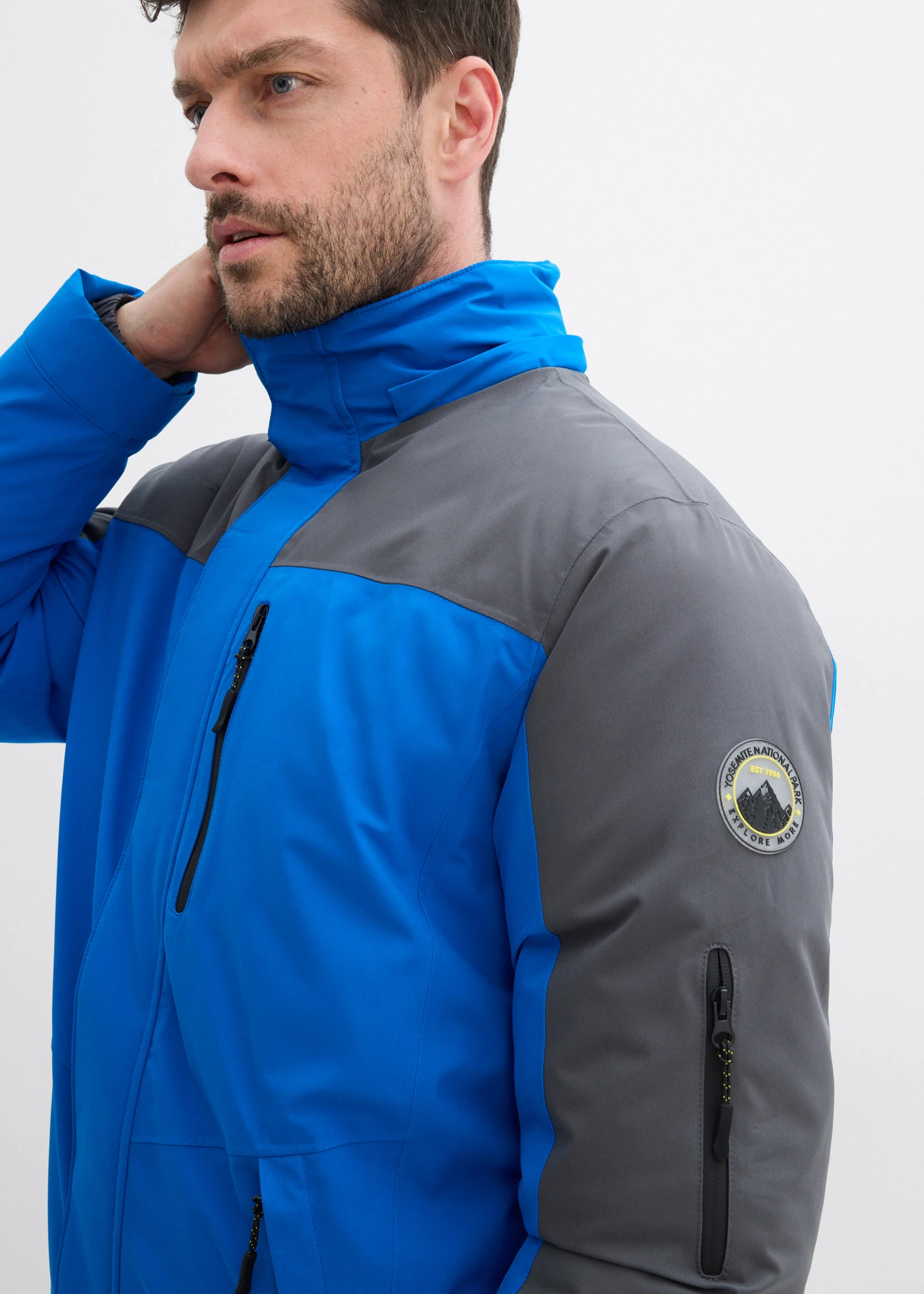 Nepromokavá funkční bunda s hebkou flísovou podšívkou • azurově modrá-břidlicově šedá • bonprix obchod