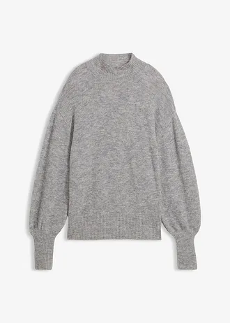 Wollen trui met alpacawol, Kleur: lichtgrijs gemêleerd