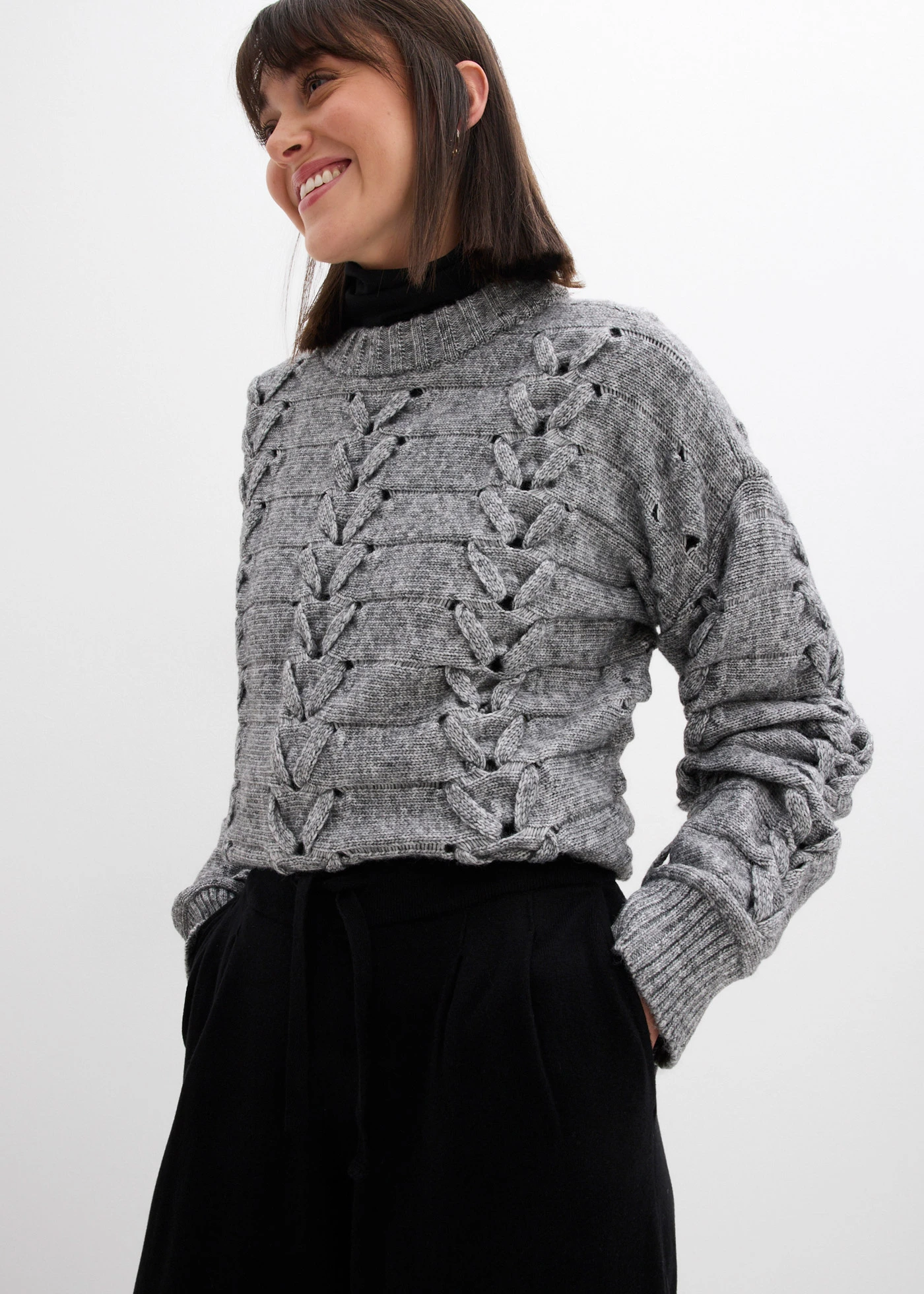 Pletené nohavice z mäkkého kašmírového mixu • čierna • obchod bonprix