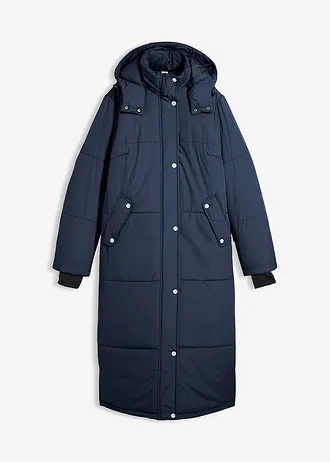 Lange, gewatteerde outdoor jas met isolerende warmtetechnologie • donkerblauw • bonprix online shop