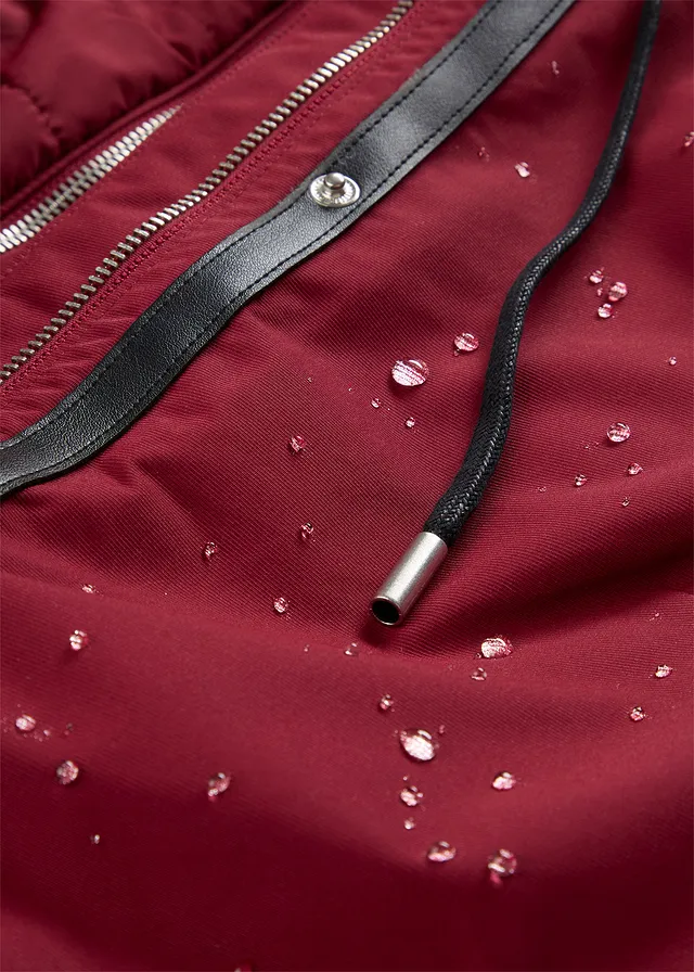 Waterafstotende, lange outdoor jas in 2-in-1 look • pruimrood • product-page.page-title-suffix