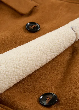 Manteau effet peau retournée avec doublure sherpa • cognac-beige naturel • Boutique bonprix