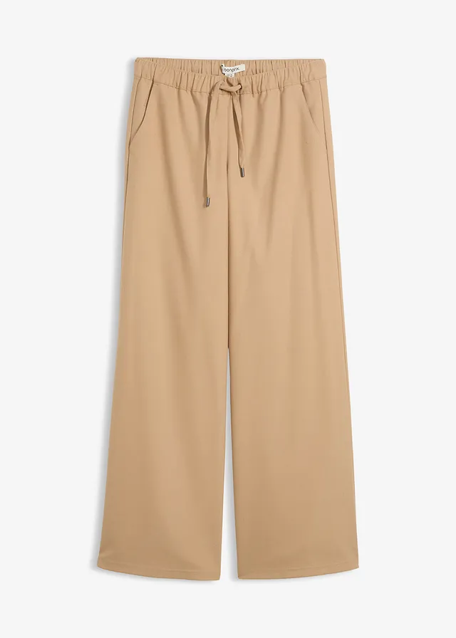 Broek met comfortband in een wollen look