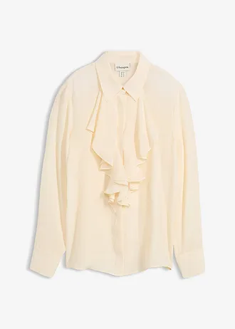 Blouse met zijde, Kleur: natuurbeige