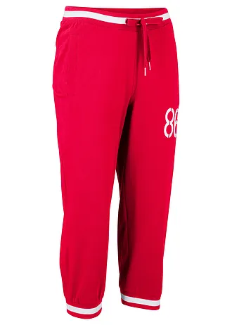 3/4 joggingbroek in een katoen-wolmix, Kleur: rood