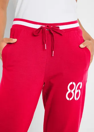 Joggingové nohavice, 3/4 dĺžka, z bavlneného mixu • červená • obchod bonprix