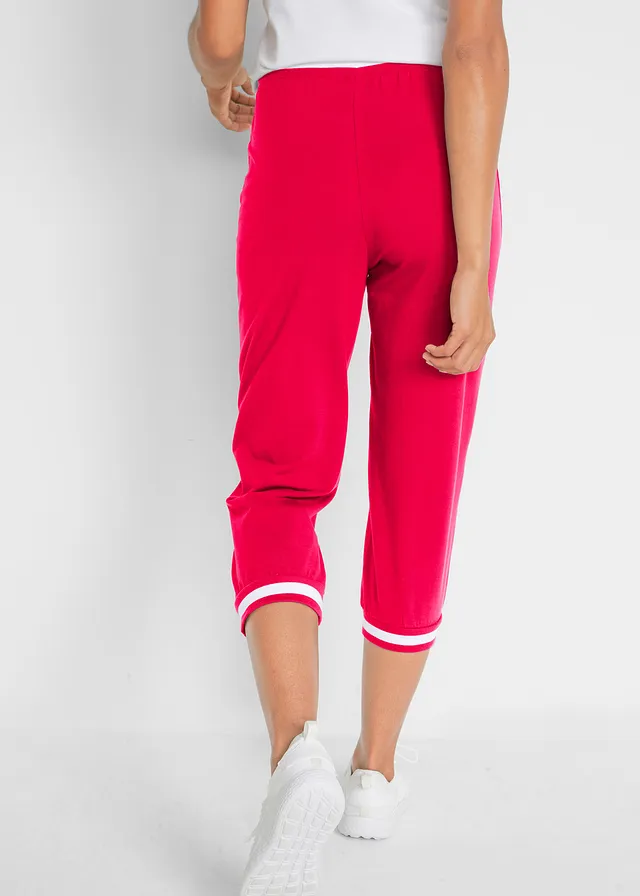 3/4 joggingbroek in een katoen-wolmix, Kleur: rood