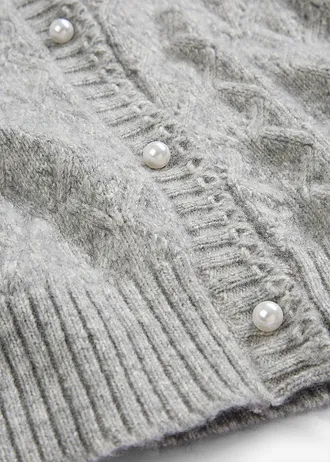 Ažurový pletený kabátek s vlnou • světle šedý melír • bonprix obchod