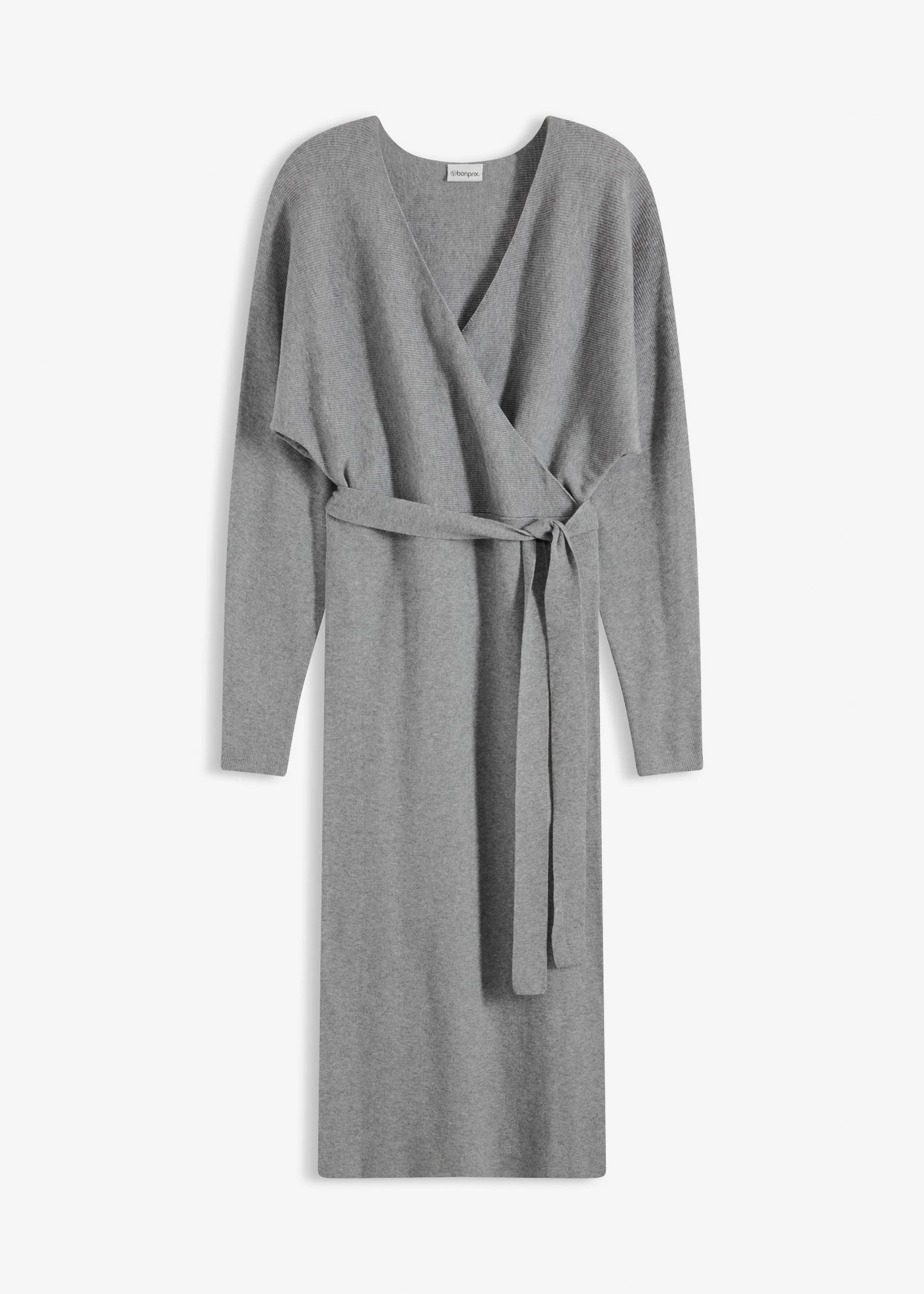 Robe fluide en maille de viscose mélangée • gris chiné • Boutique bonprix