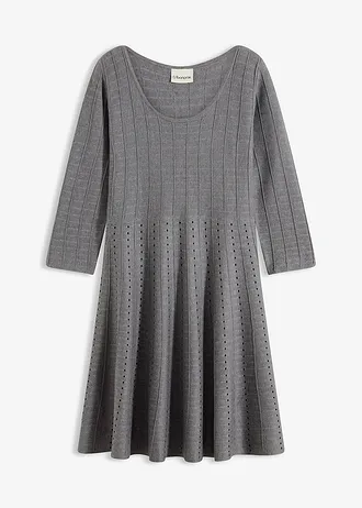 Robe pull fluide en viscose majoritaire • gris chiné-noir • Boutique bonprix