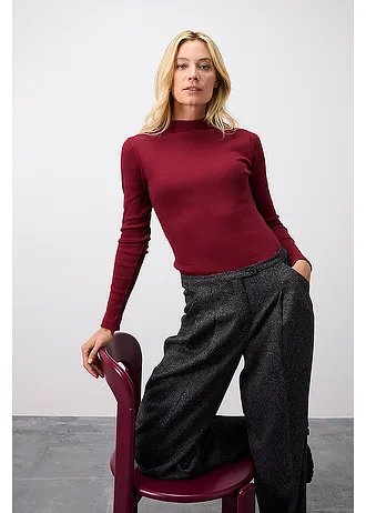 Hosszú ujjú póló bordás anyagból • rubinvörös • bonprix áruház
