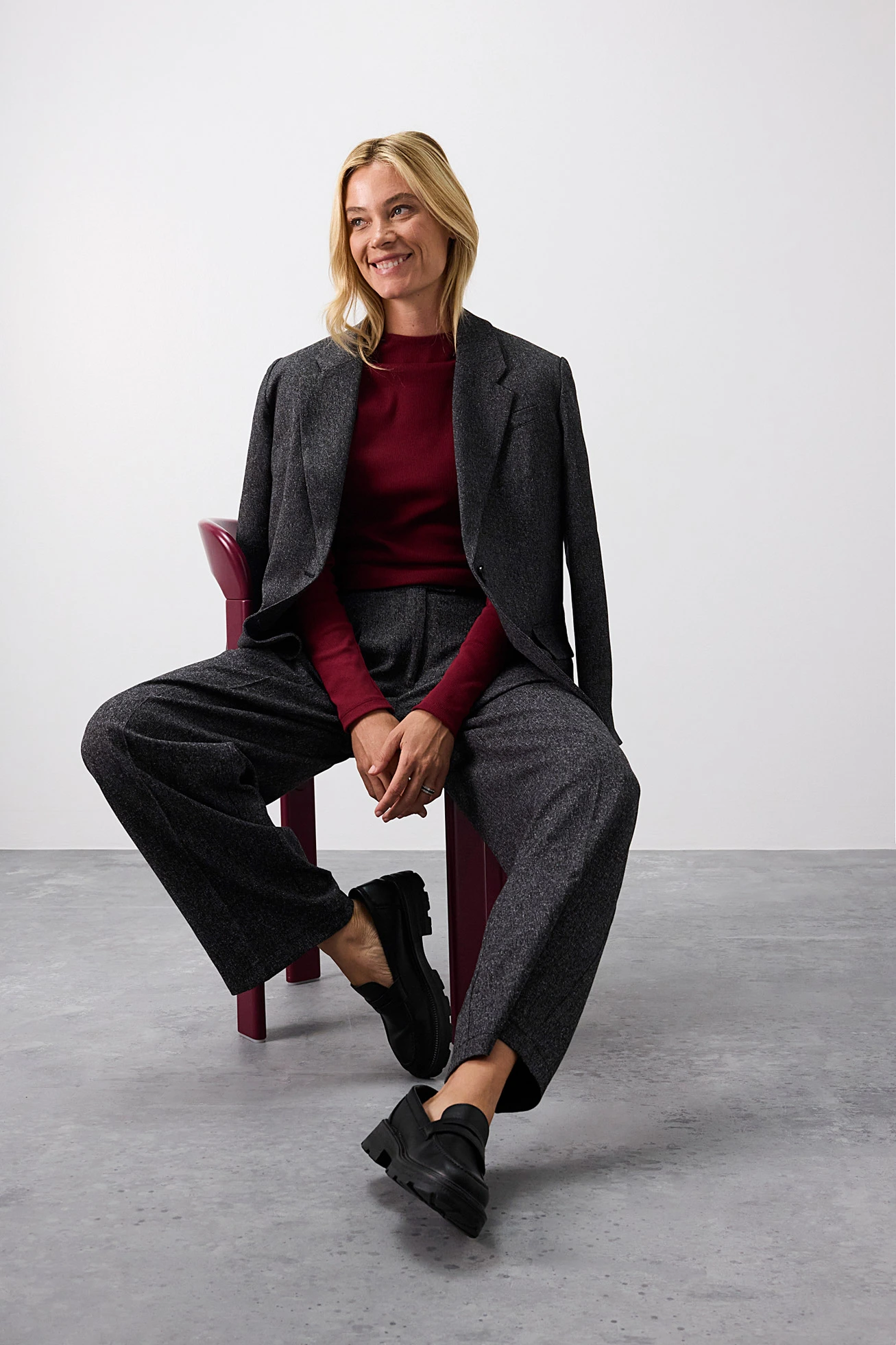 Žebrované tričko s dlouhým rukávem • rubínově červená • bonprix obchod