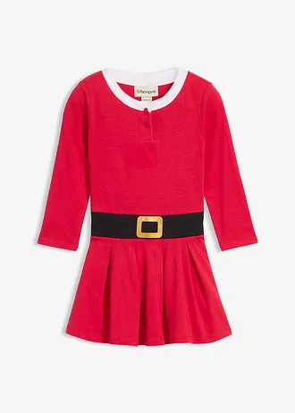 Robe de Noël fille en jersey, Couleur: rouge