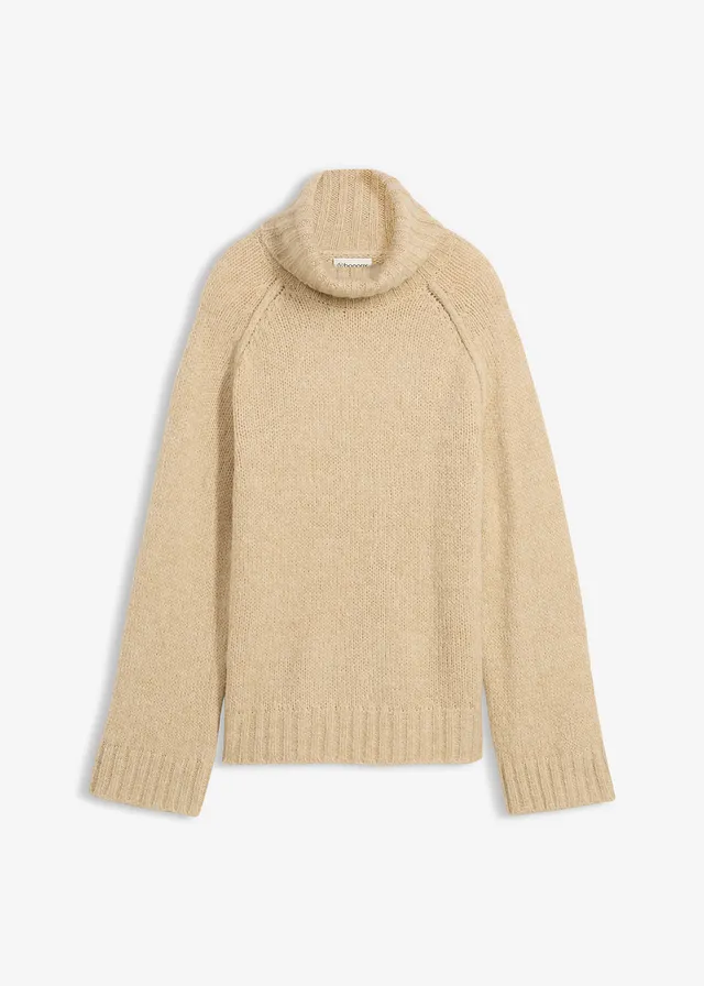 Pull oversize en grosse maille, Couleur: sable clair