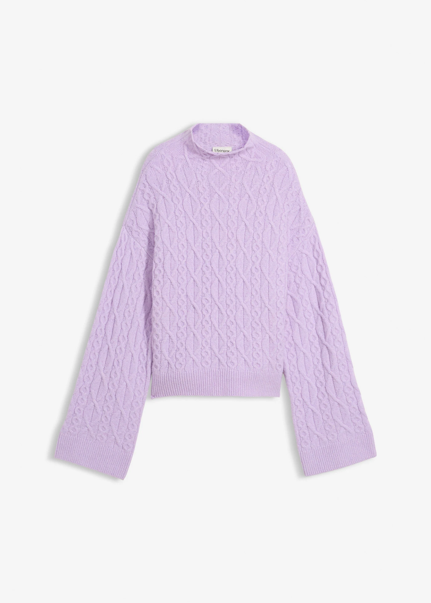 Pulover cu model tricotat în torsade • liliachiu pastel melanj • magazin bonprix