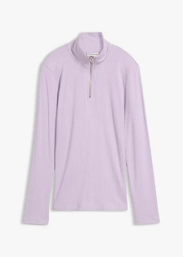 Bluză ripsată din material moale cu viscoză • liliachiu pastel • magazin bonprix