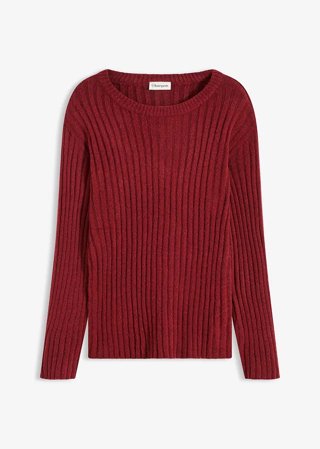 Pull oversize côtelé • rouge rubis • Boutique bonprix