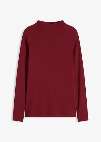 Geribde longsleeve, Kleur: robijnrood