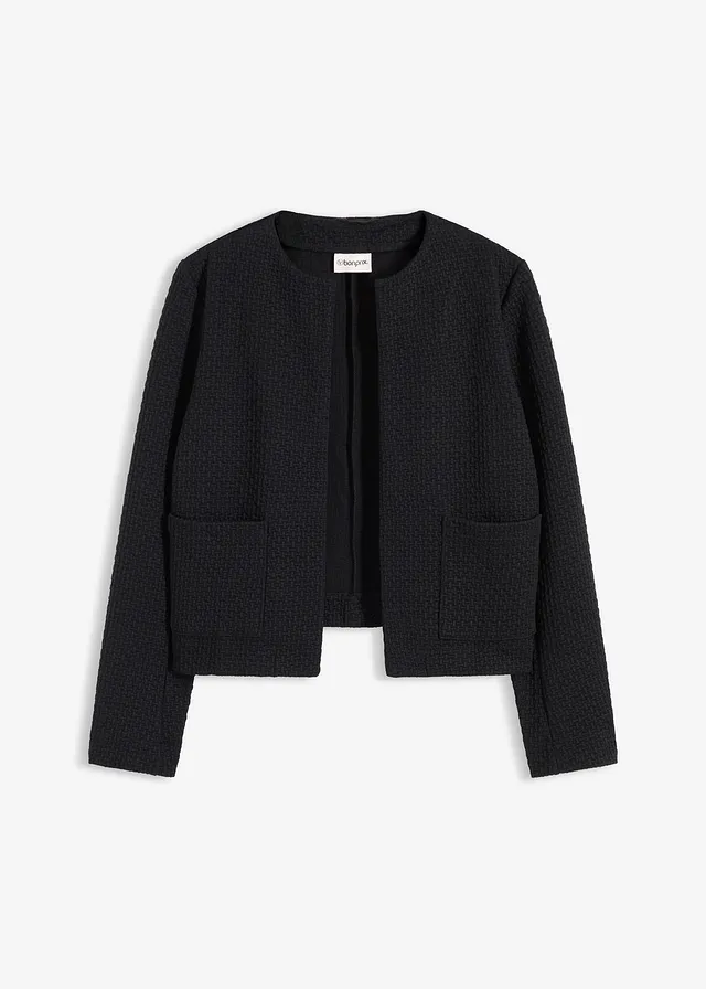 Korte jersey blazer, Kleur: zwart