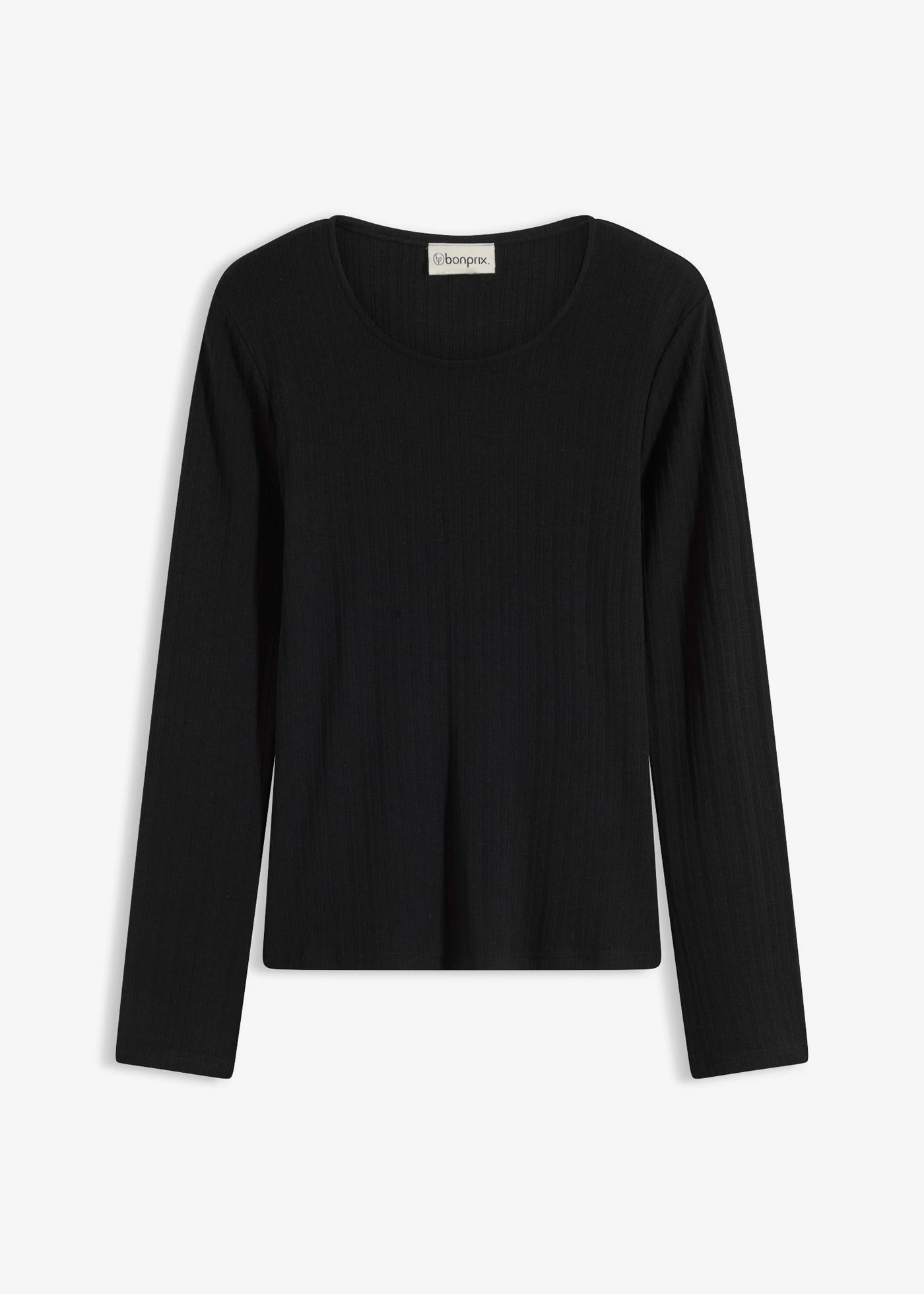 Longsleeve van geribd materiaal • zwart • bonprix online shop