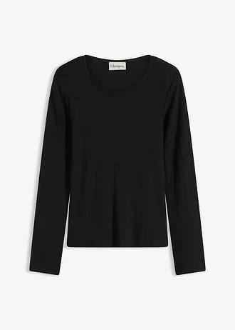 Longsleeve van geribd materiaal