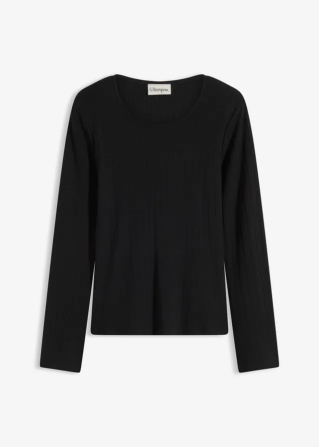 Vrúbkované tričko s dlhým rukávom