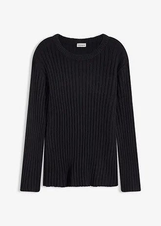 Pull oversize côtelé • noir • Boutique bonprix