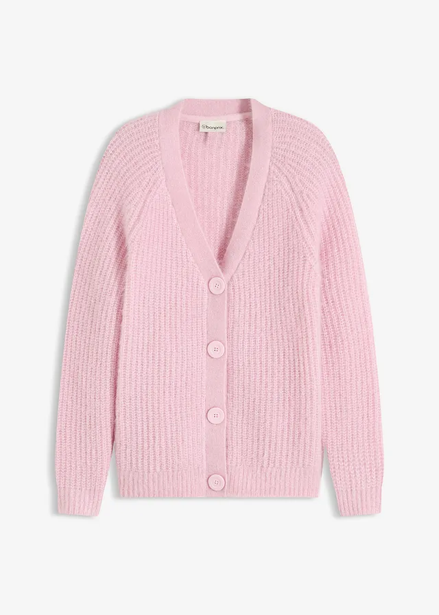 Gilet en grosse maille côtelée brillante, Couleur: rose cristal