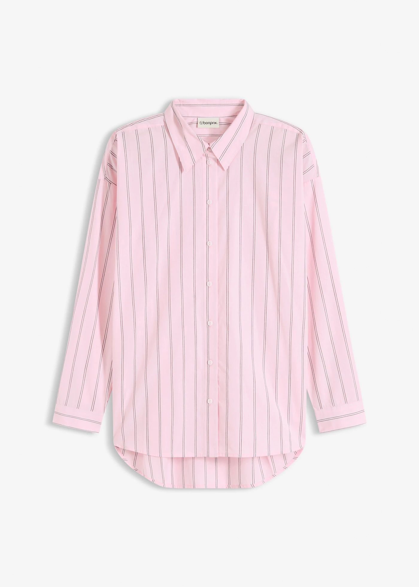 Chemise oversize 100% coton • rose cristal rayé • Boutique bonprix