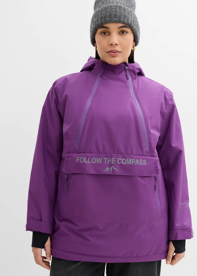 Coupe-vent à enfiler avec doublure polaire, Couleur: violet profond
