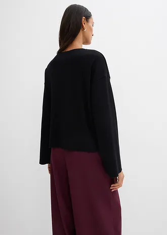 Tričko s dlouhým rukávem ze žebrovaného materiálu, barva: černá