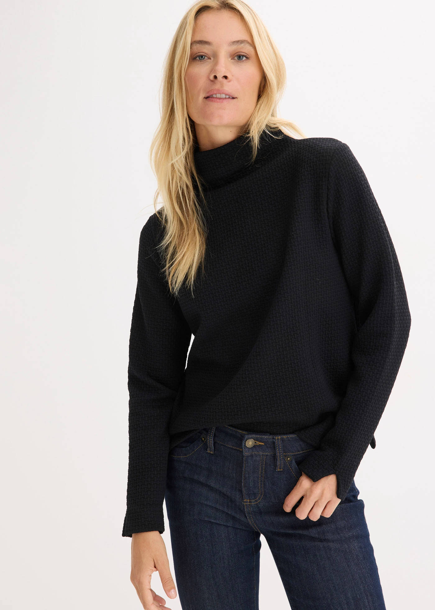 Sweater met opstaande kraag • zwart • bonprix online shop