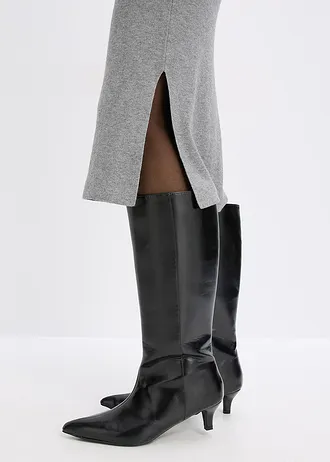 Robe fluide en maille de viscose mélangée • gris chiné • Boutique bonprix