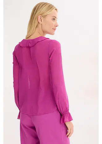 Chiffon blouse met volants • donkerfuchsia • bonprix online shop