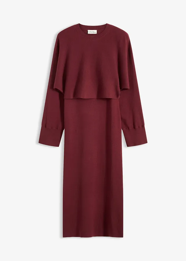 Gebreide jurk en shirt (2-dlg. set) • esdoornrood • bonprix online shop