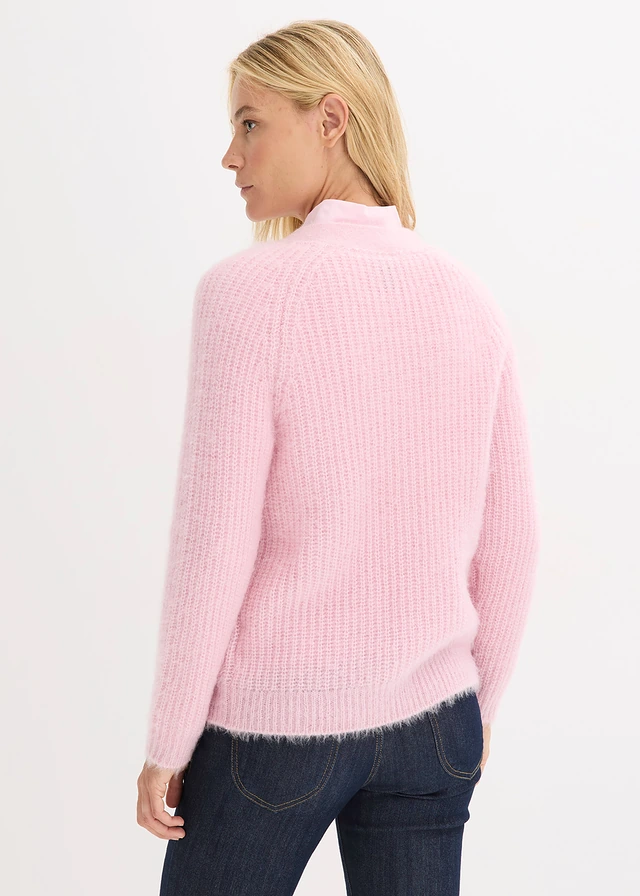Gilet en grosse maille côtelée brillante, Couleur: rose cristal