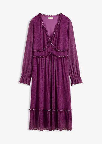 Jersey midi jurk van mesh