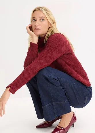 Sweat-shirt à col montant • rouge rubis • Boutique bonprix