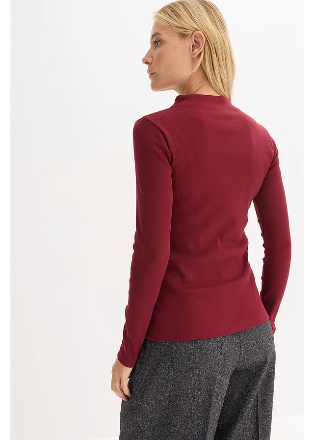 T-shirt manches longues en matière côtelée • rouge rubis • product-page.page-title-suffix