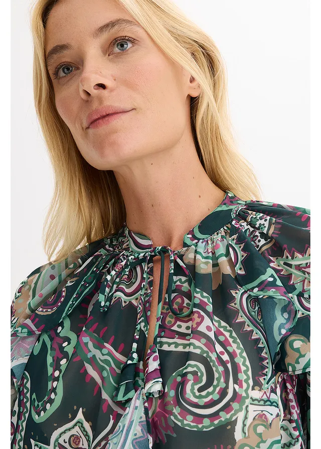 Tuniek met volants • diepgroen paisley • product-page.page-title-suffix