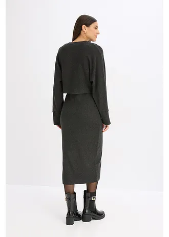 Set rochie tricotată ( set/ 2 piese) • antracit melanj, • magazin bonprix