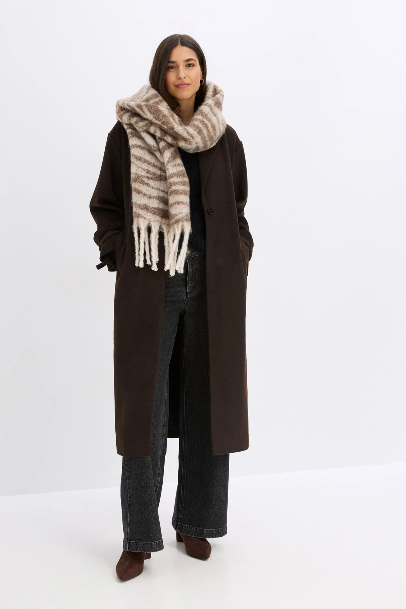 Lange jas • donkerbruin-zwart • bonprix online shop