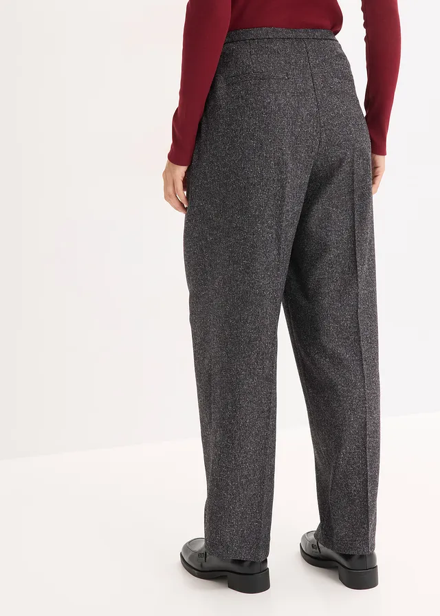 Marlene Dietrich broek in een zachte viscosemix, Kleur: grijs gemêleerd