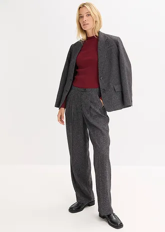 Pantalon large à pinces, Couleur: gris chiné
