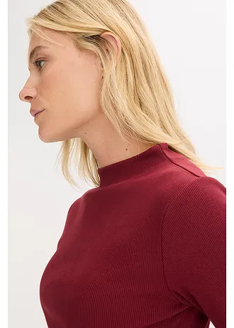 T-shirt manches longues en matière côtelée • rouge rubis • Boutique bonprix