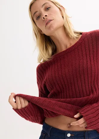 Pull oversize côtelé • rouge rubis • Boutique bonprix
