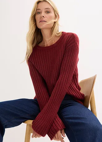 Pull oversize côtelé • rouge rubis • Boutique bonprix