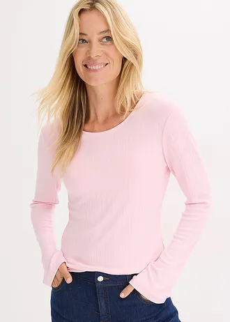 Longsleeve van geribd materiaal • kristalroze • bonprix online shop