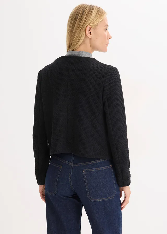 Korte jersey blazer, Kleur: zwart
